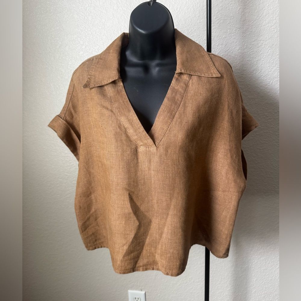 Banana Republic  Cruz Linen Utility Top Size Medium 100% Linen - Picture 2 of 12